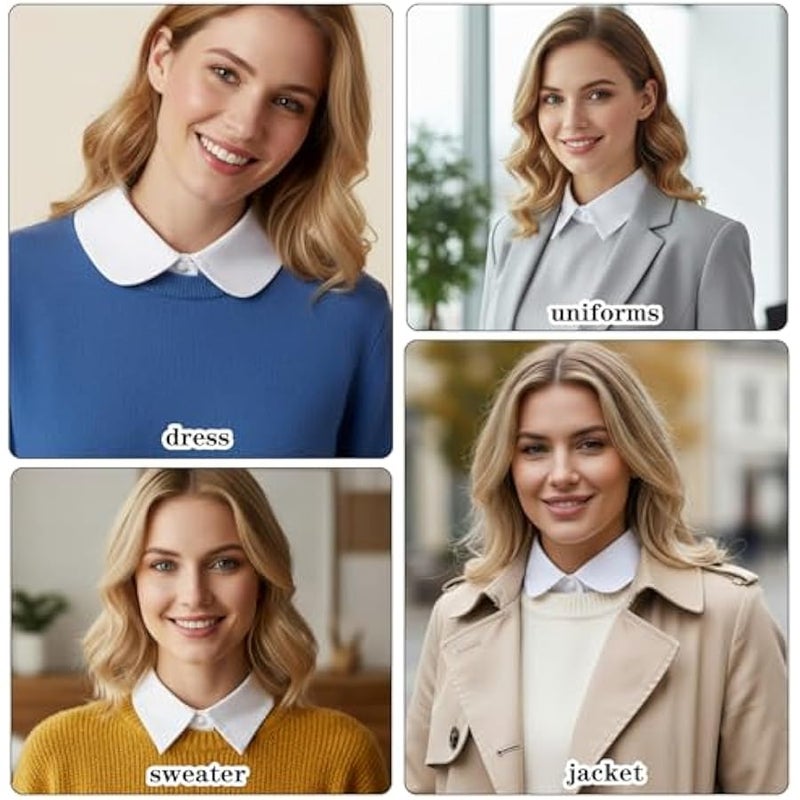 Tyqour 2pcs Fake Collar Women White Detachable Faux Collar Blouse Lapel, 2 Styles, Medium - Image 3